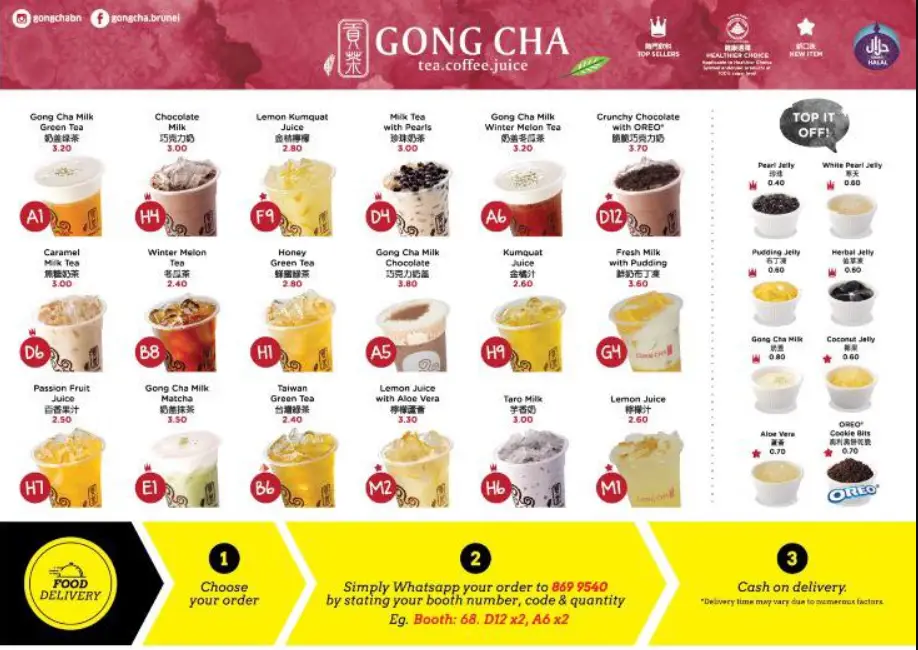 GONG CHA BRUNEI MENU SINGAPORE PRICES 2025