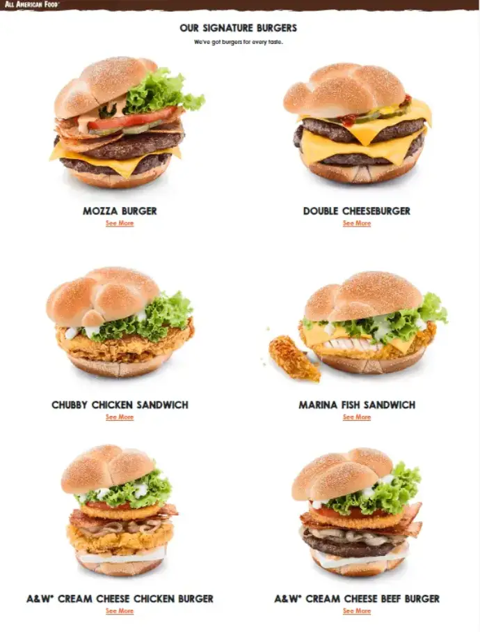 A & W MENU