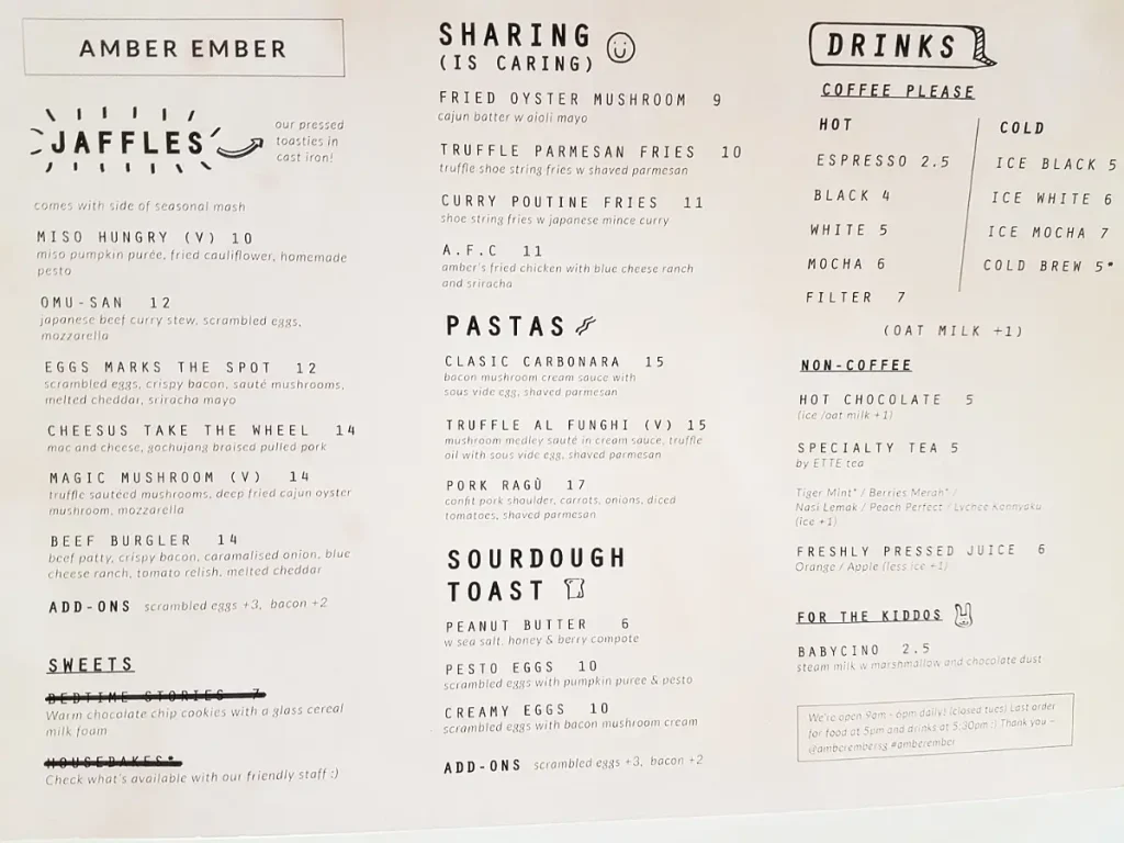 AMBER EMBER MENU SINGAPORE PRICES