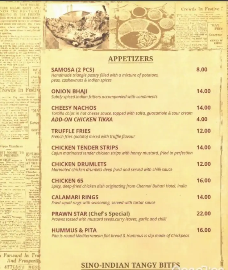 ANGLO INDIAN MENU SINGAPORE