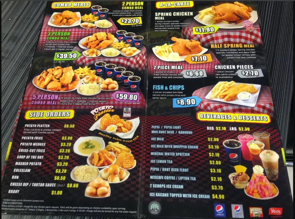 ARNOLD’S FRIED CHICKEN MENU SINGAPORE PRICES