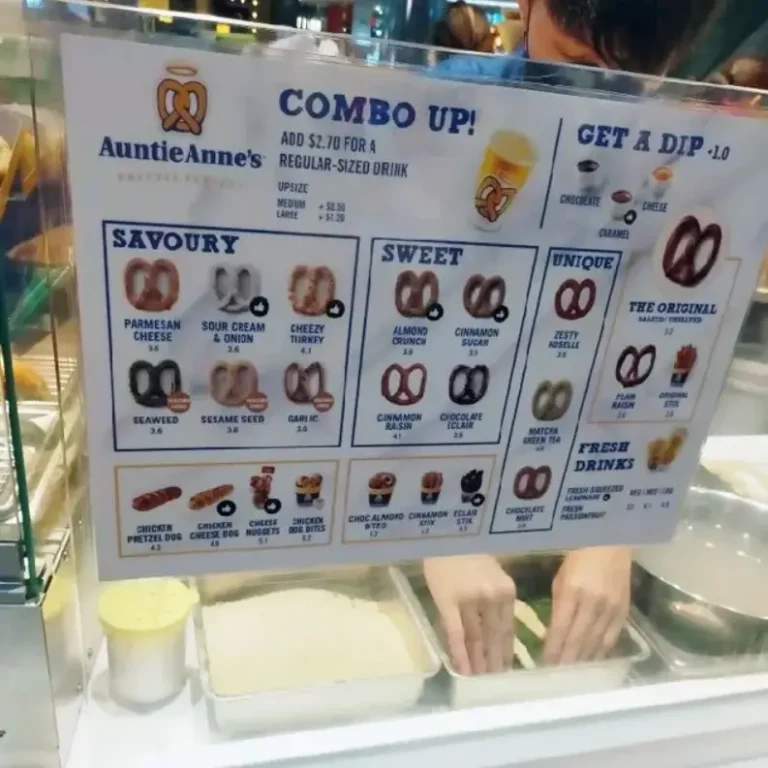 AUNTIE ANNE’S MENU SINGAPORE