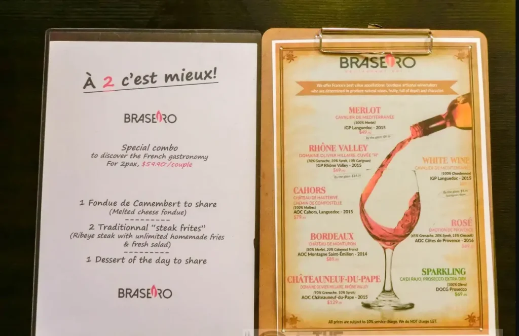 BRASEIRO MENU SINGAPORE PRICES