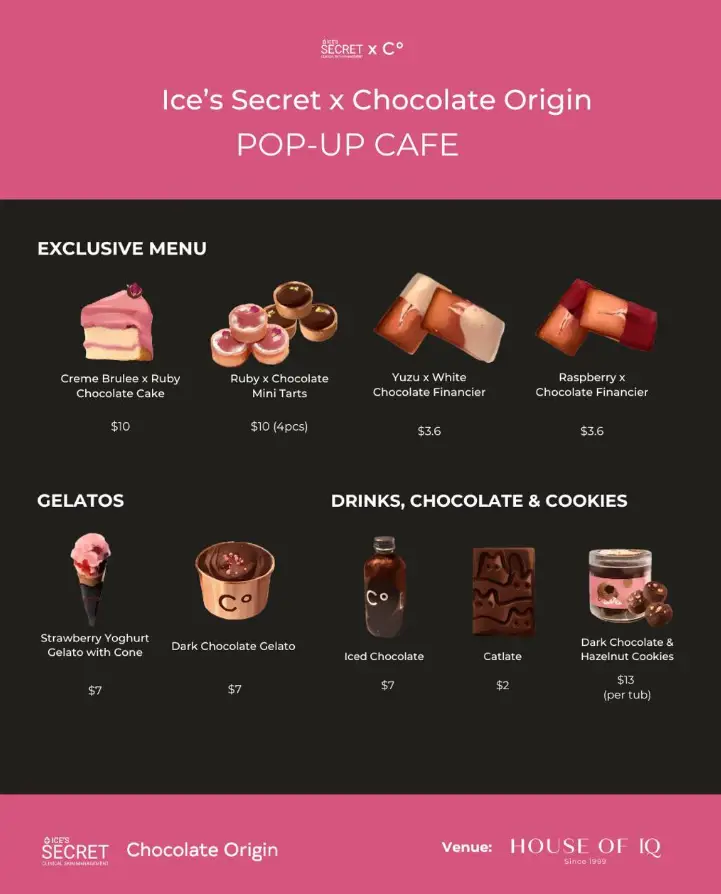 CHOCOLATE ORIGIN MENU SINGAPORE