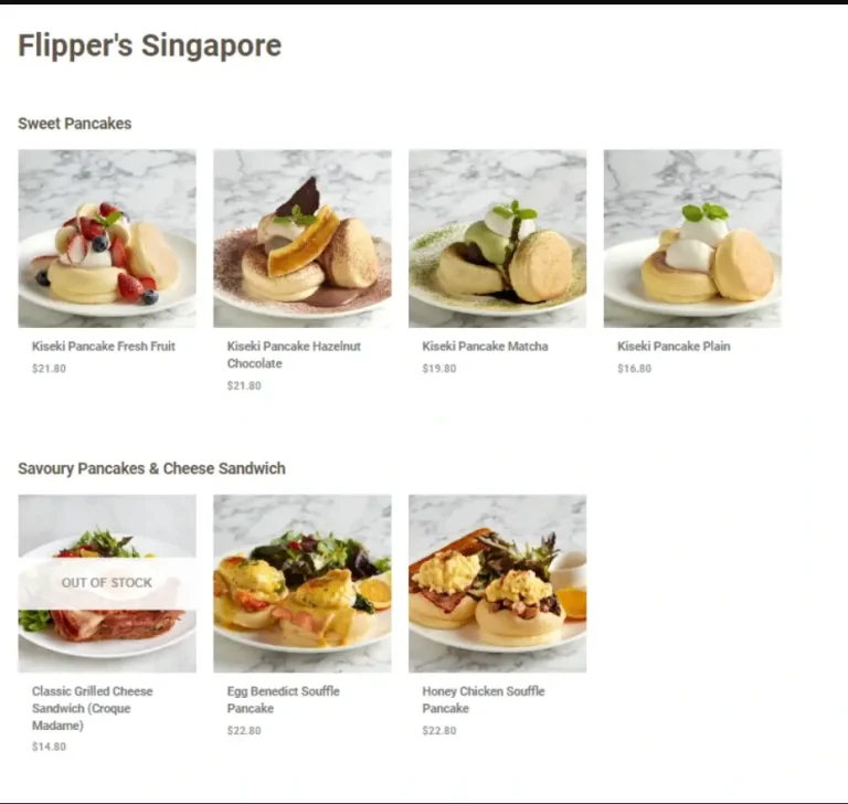 FLIPPER’S MENU SINGAPORE