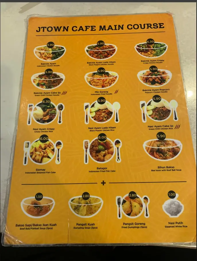 JTOWN CAFE MENU SINGAPORE PRICES