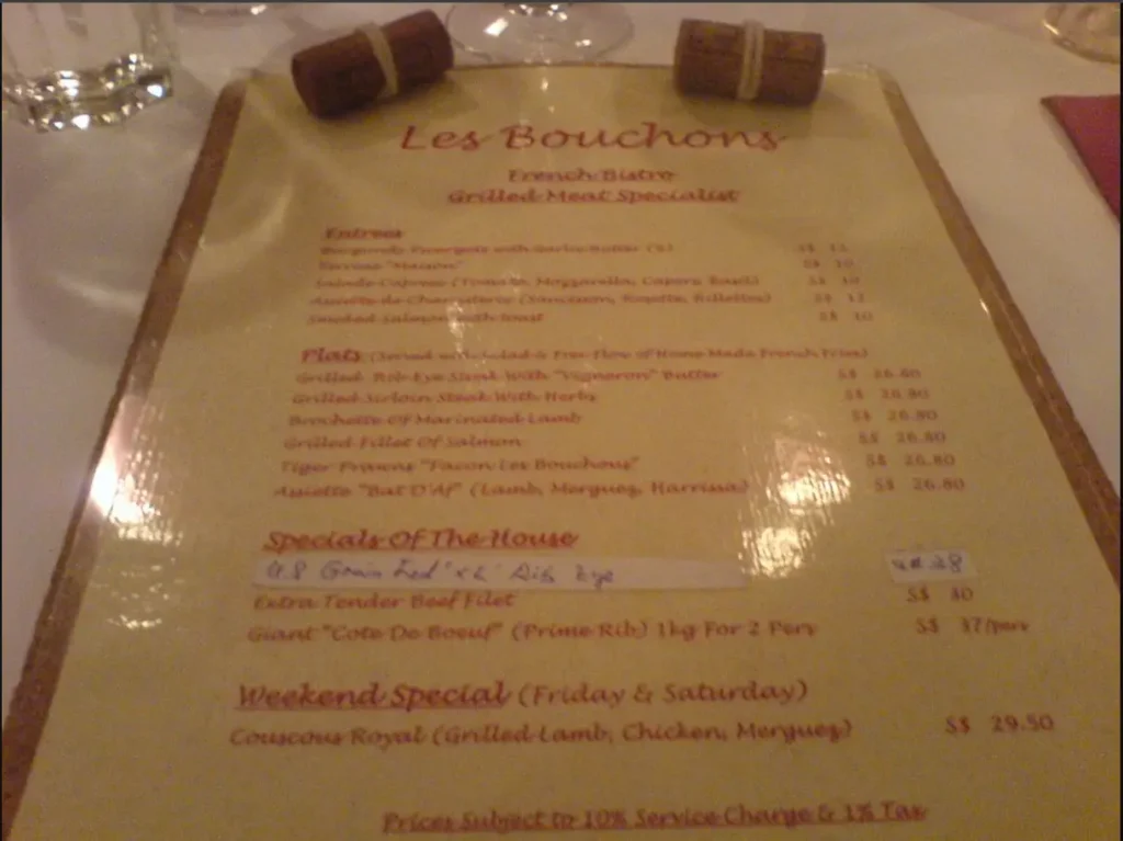 LES BOUCHONS MENU  