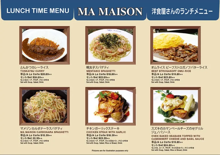 MA MAISON MENU SINGAPORE