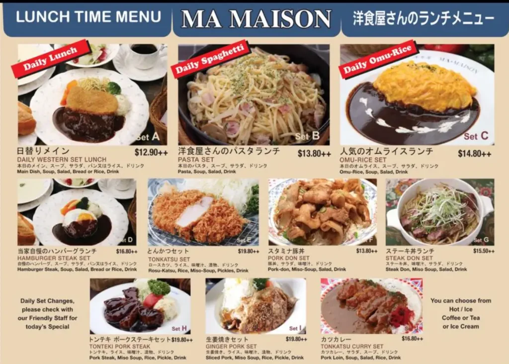 MA MAISON MENU SINGAPORE PRICES