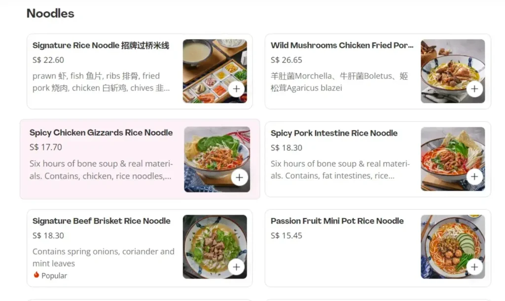 MADEMOISELLE TANG NOODLE MENU SINGAPORE PRICES