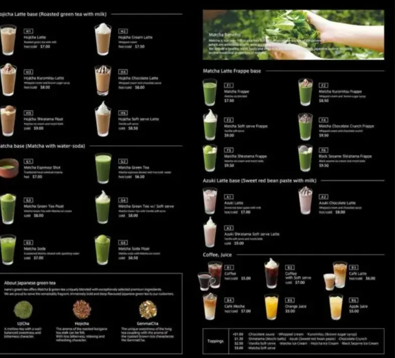 NANA’S GREEN TEA MENU SINGAPORE PRICES