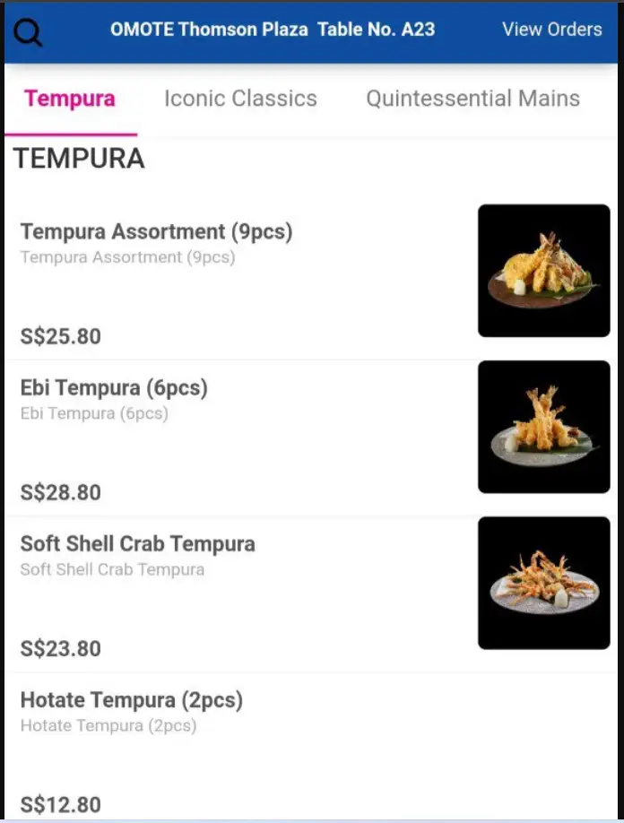 OMOTE MENU SINGAPORE PRICES