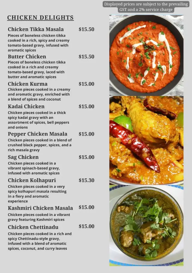 PHOENIX INDIAN RESTAURANT MENU SINGAPORE PRICES