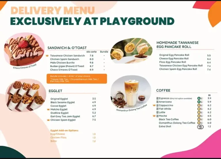 PLAYMADE MENU SINGAPORE