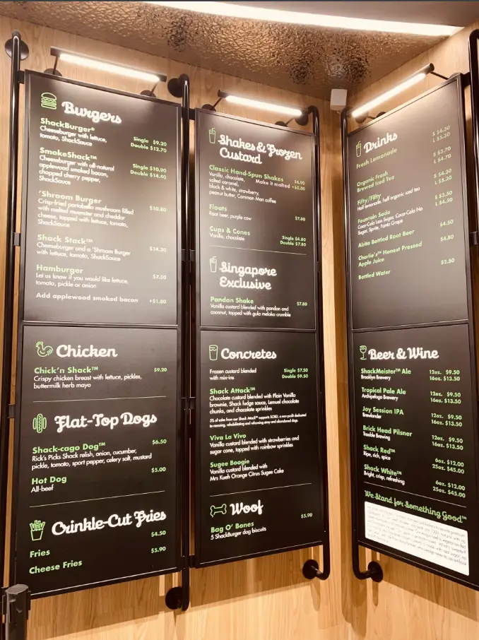 SHAKE SHACK MENU SINGAPORE PRICES