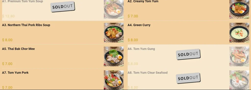 SOI AROY MENU SINGAPORE PRICES