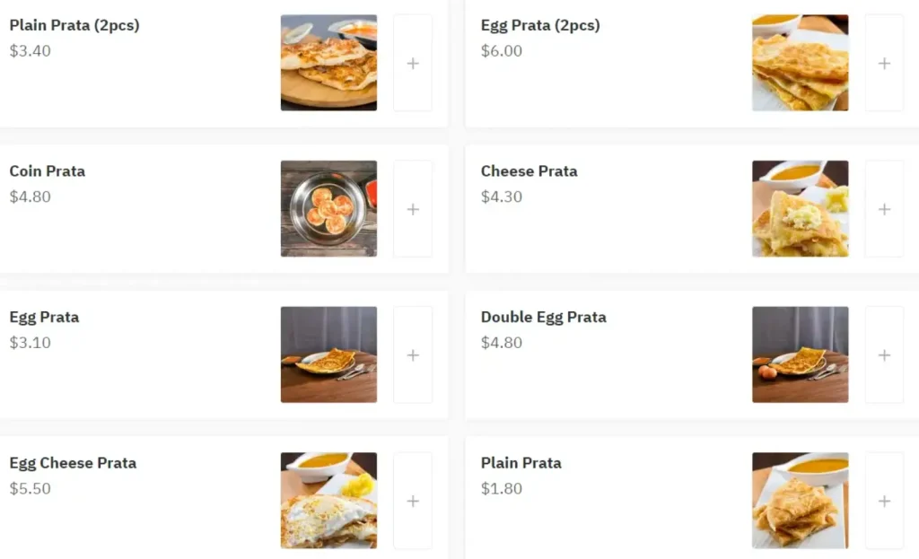 SPRINGLEAF PRATA MENU SINGAPORE PRICES