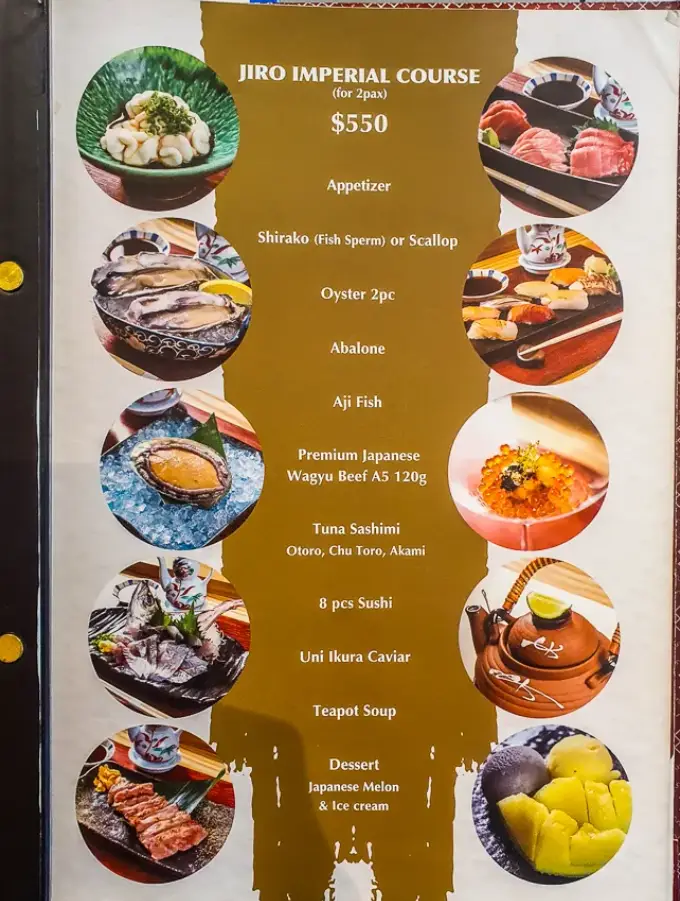 SUSHI JIRO MENU SINGAPORE PRICES