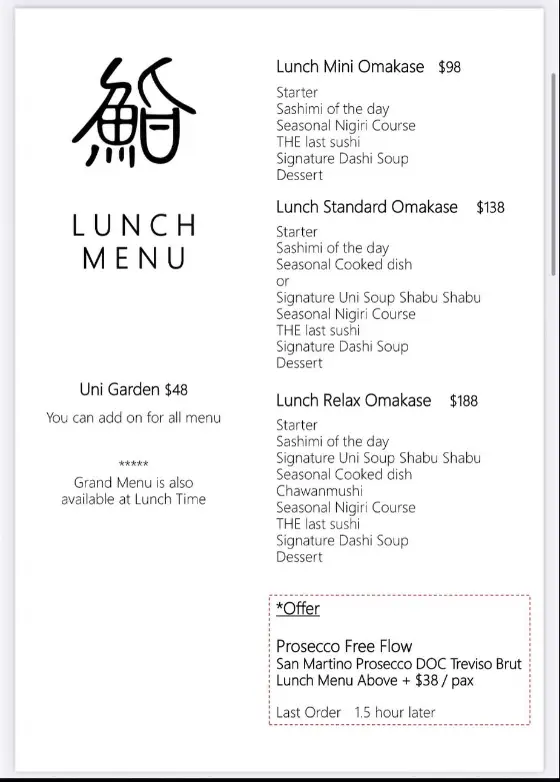 SUSHI SEIZAN MENU