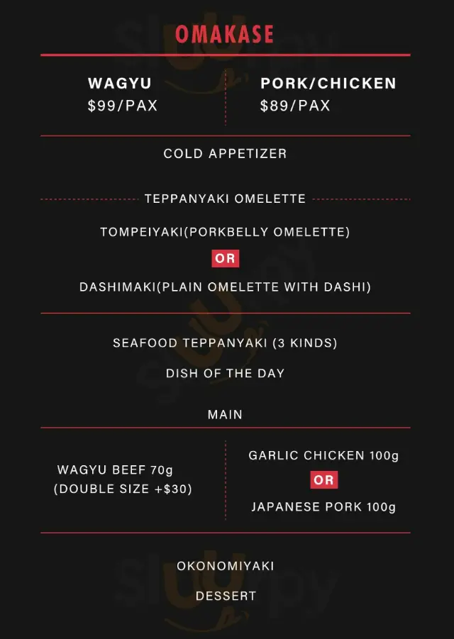 TEPPAN WORKS MENU SINGAPORE