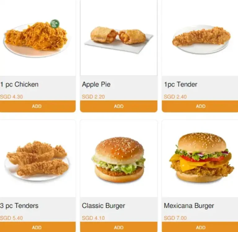 TEXAS CHICKEN MENU SINGAPORE