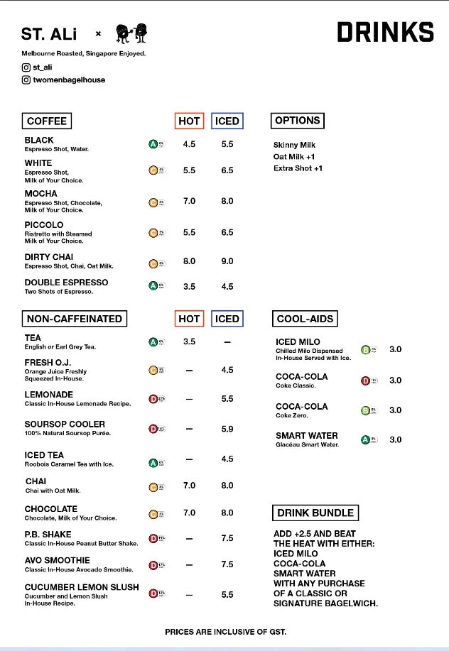 TWO MEN BAGEL HOUSE MENU SINGAPORE PRICES