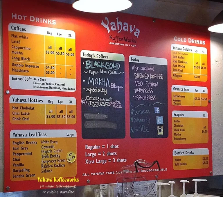 YAHAVA MENU SINGAPORE