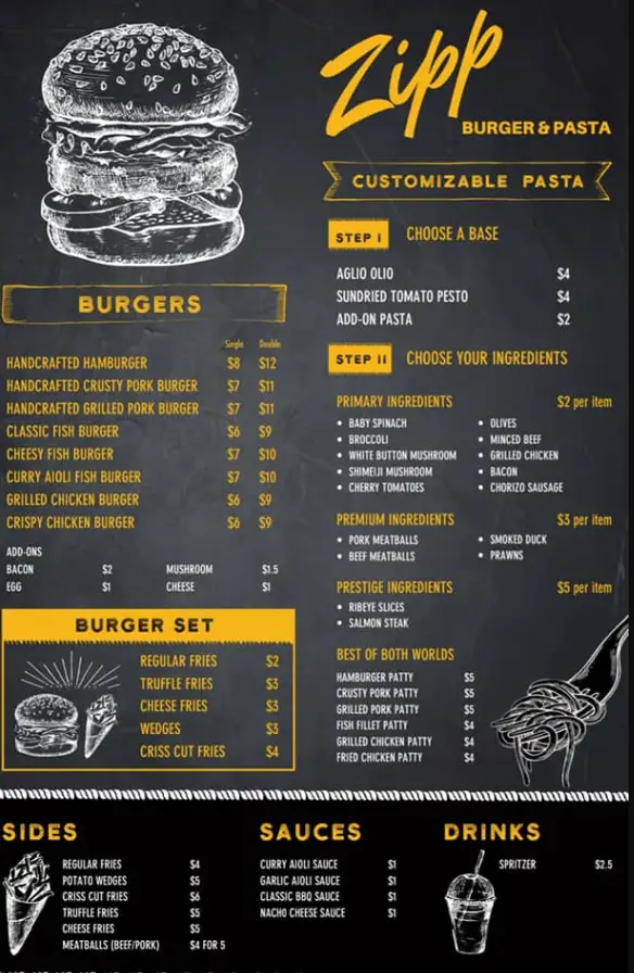 ZIPP MENU SINGAPORE PRICES