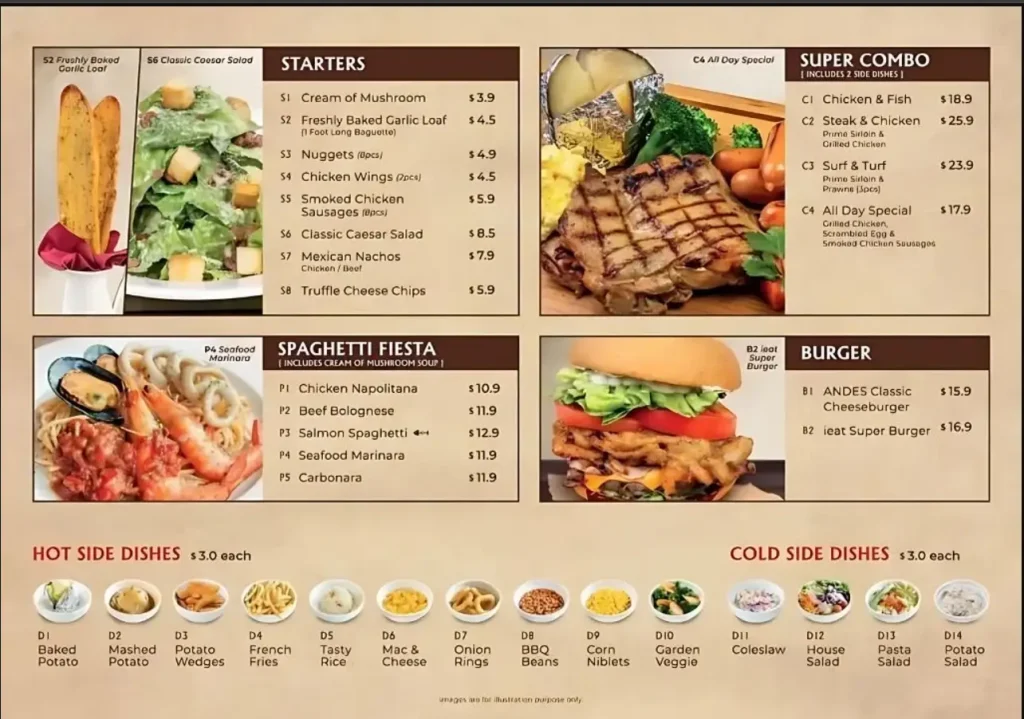 ANDES BY ASTONS MENU SINGAPORE