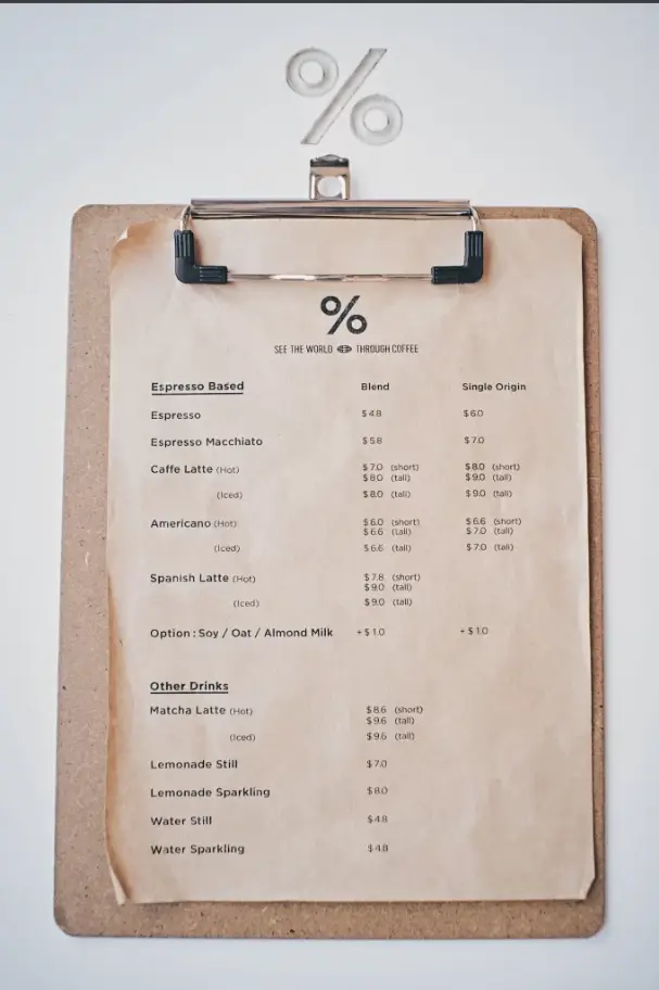 ARABICA MENU SINGAPORE