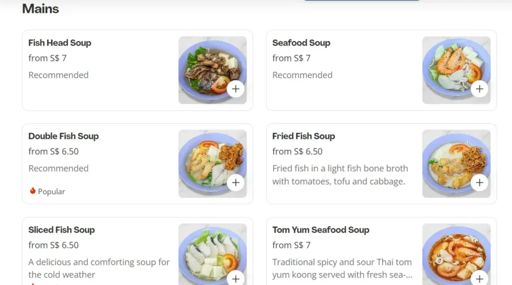 HONG YUN FISH SOUP MENU SINGAPORE