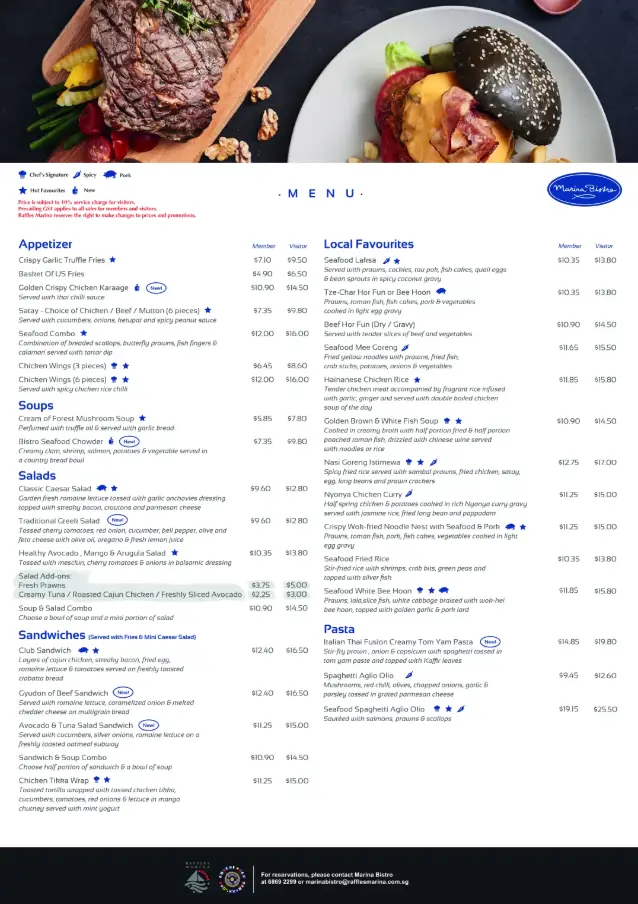 MARINA BISTRO MENU