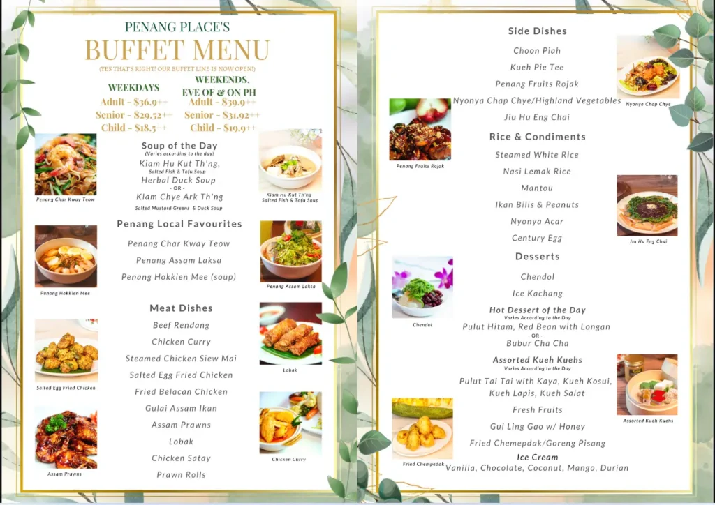 PENANG PLACE MENU