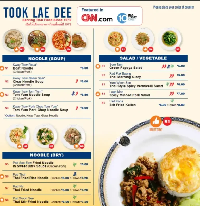 TOOK LAE DAE MENU SINGAPORE